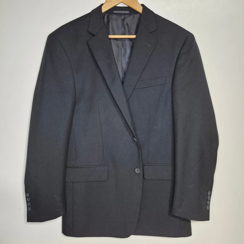 Pierre Noir Blazer Mens 40R Single Breasted 2B Black Twill Classic Quiet Luxury